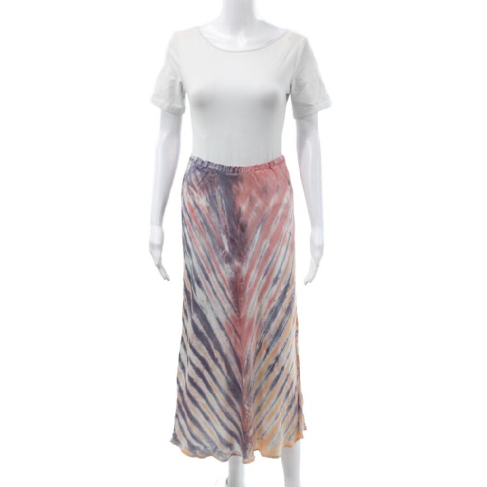 YFB Women Boho Striped Multicolor Midi Pull On Skirt Size S
